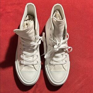 Stylish White High-Top Kids Sneakers